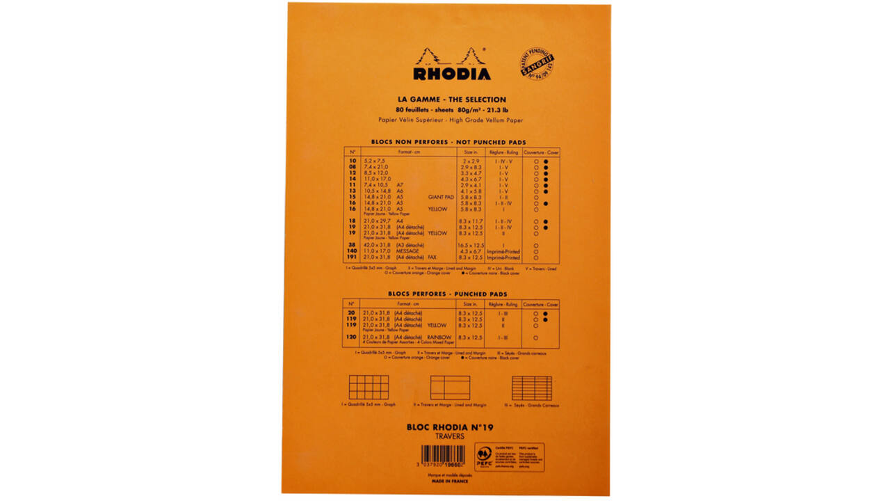 Schrijfblok Rhodia A4 lijn 80 vel 80gr geel
