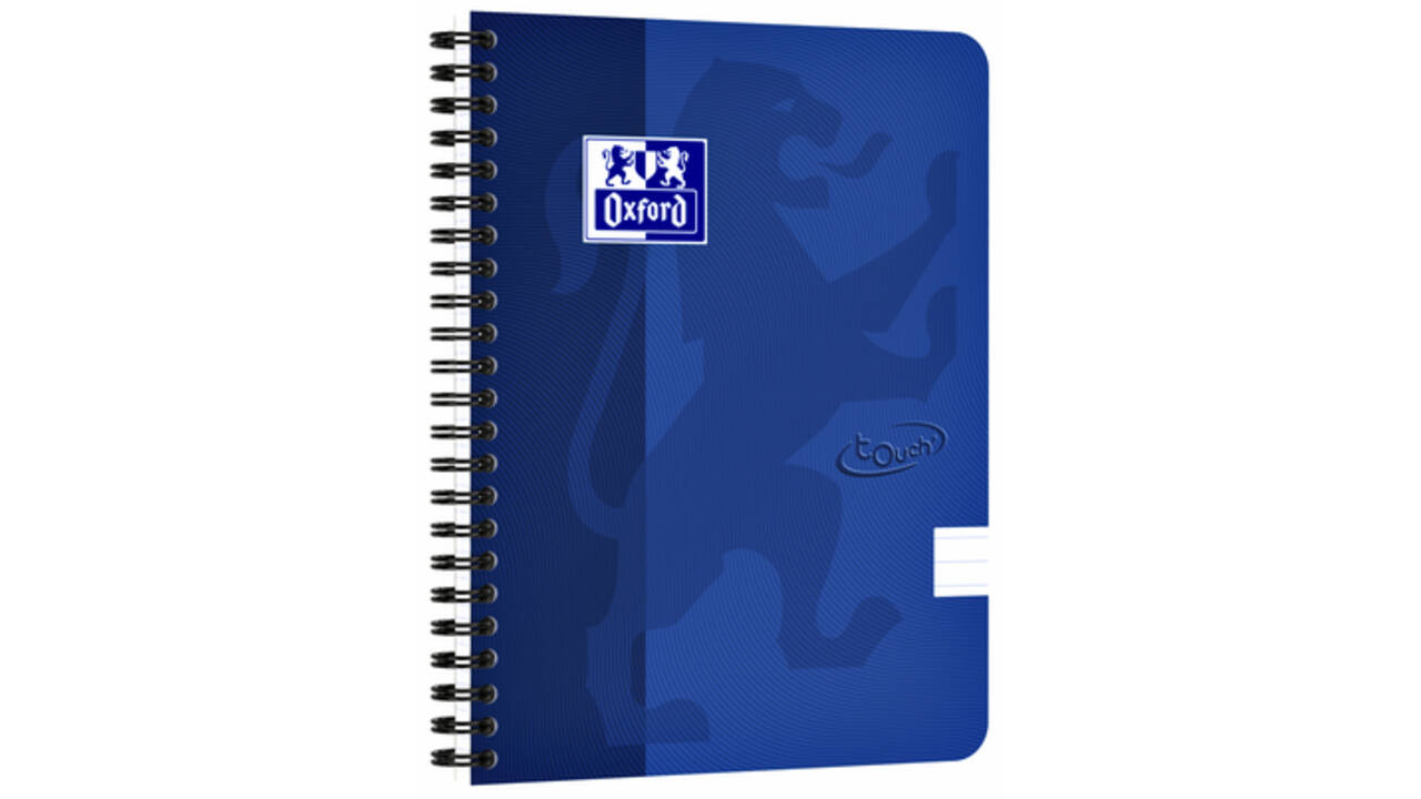 Spiraalblok Oxford Touch A5 lijn 140 pagina's 80gr blauw