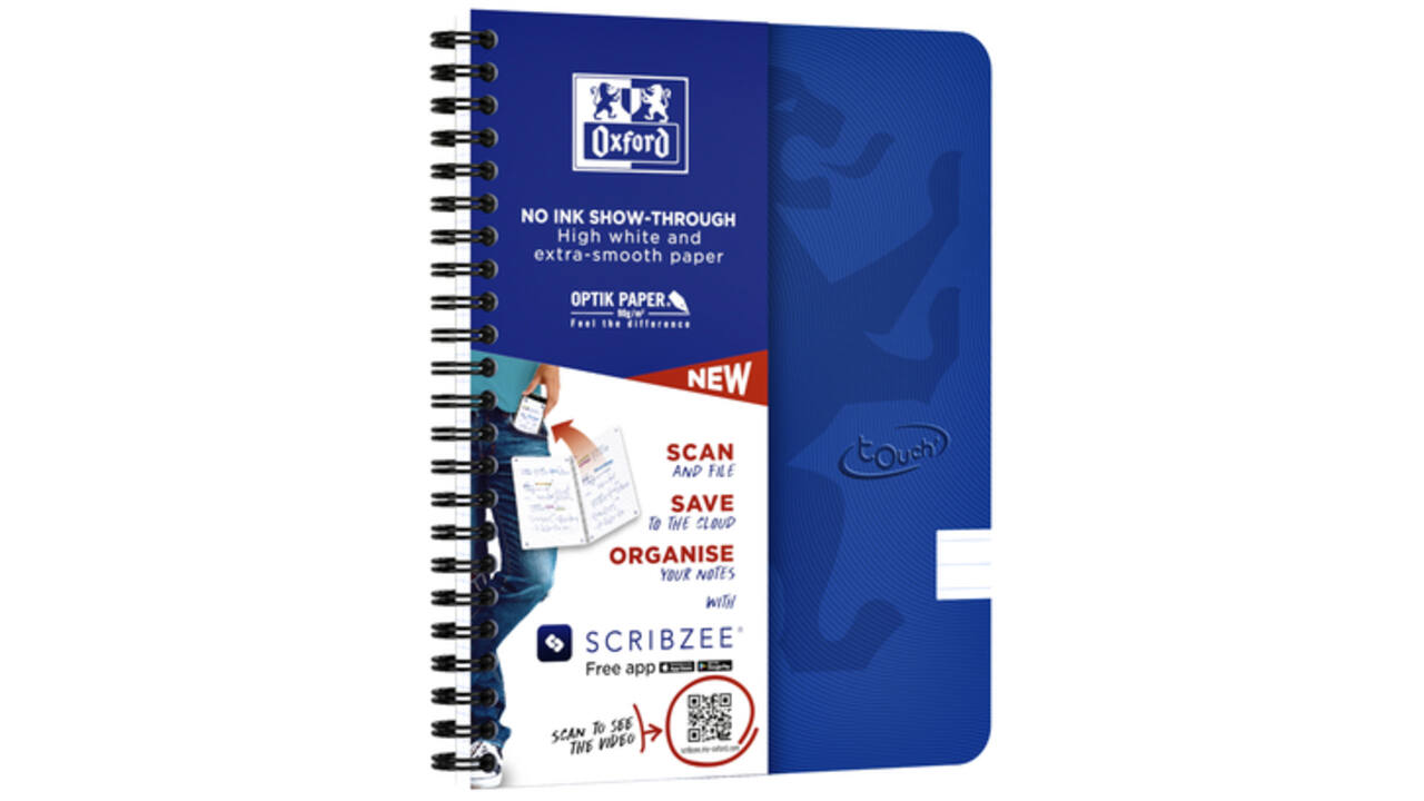 Spiraalblok Oxford Touch A5 lijn 140 pagina's 80gr blauw