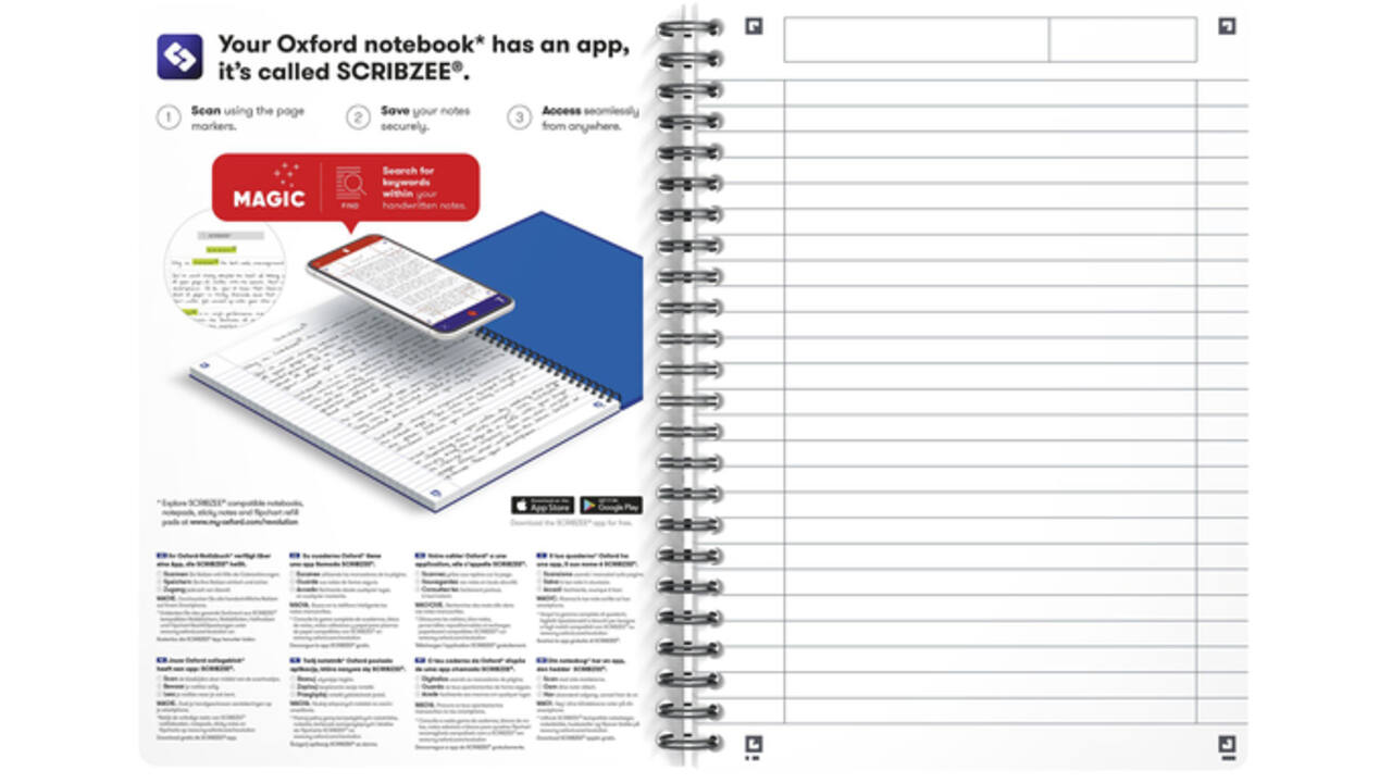 Spiraalblok Oxford Essentials A5 lijn 180 pagina's 80gr assorti