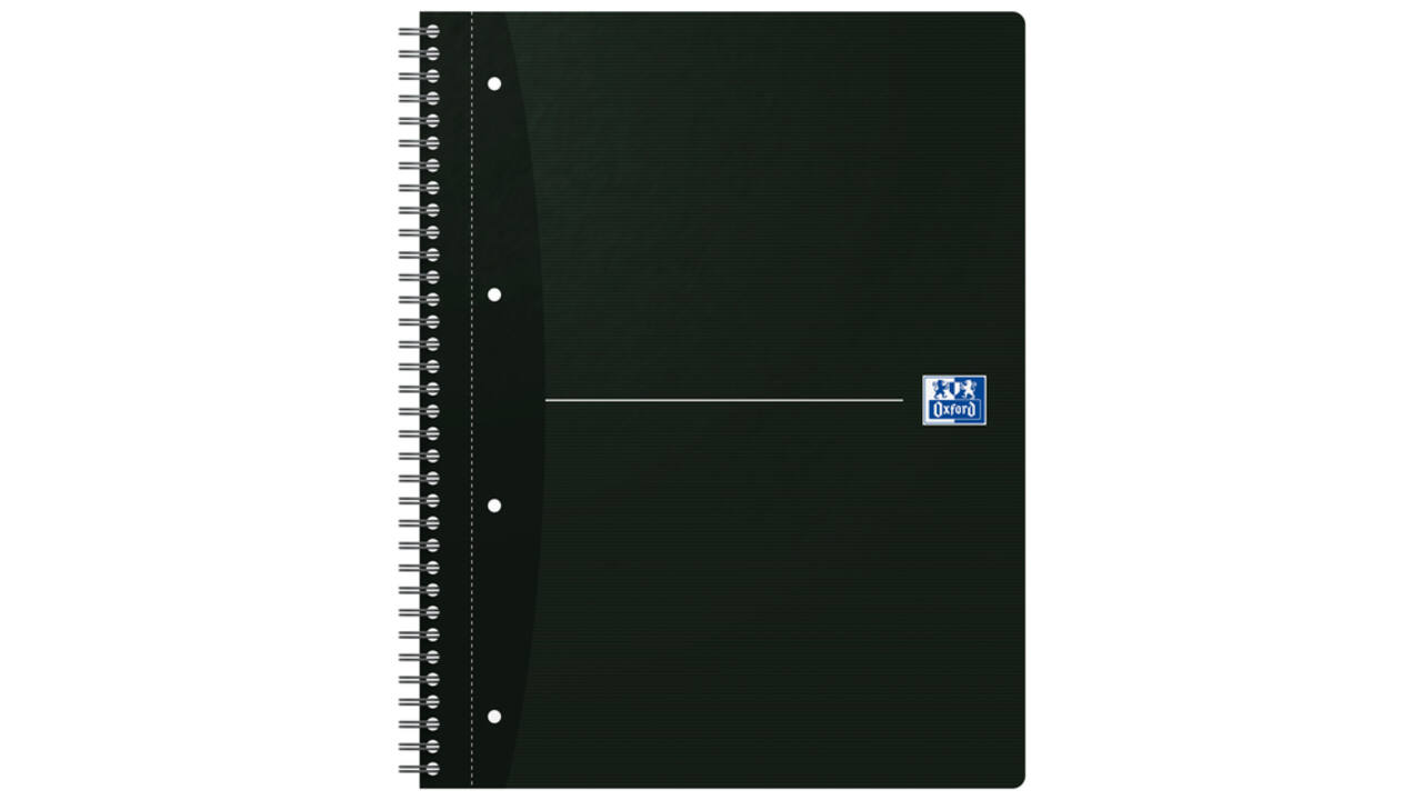 Collegeblok Oxford Office Essentials A4+ lijn 4-gaats 180 pagina's 80gr assorti