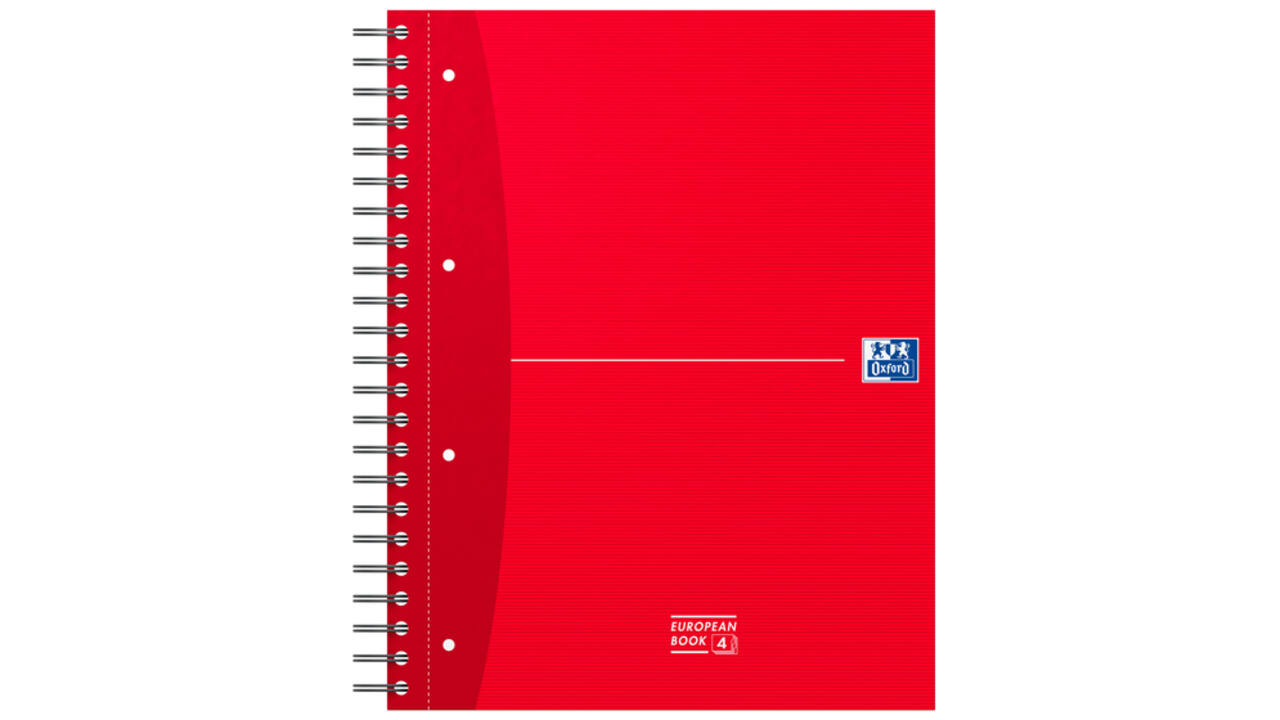 Collegeblok Oxford Office Essentials European book A4+ 4-gaats 120 vel assorti