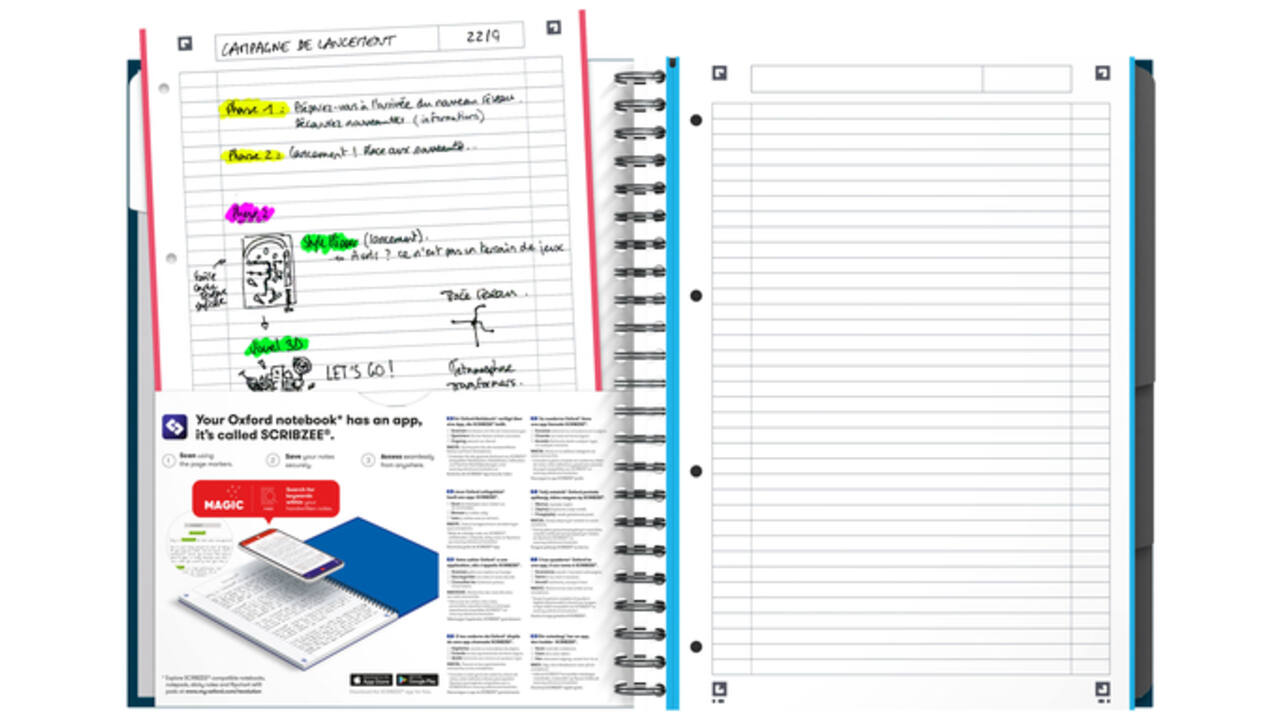 Collegeblok Oxford Office Essentials European book A4+ 4-gaats 120 vel assorti