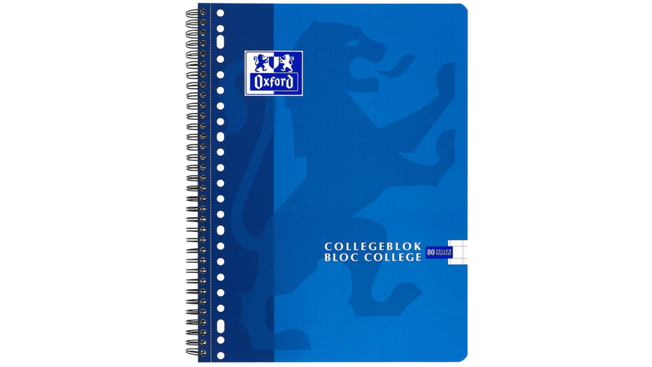 Collegeblok Oxford School A4 ruit 10x10mm 23-gaats 160 pagina's 80gr assorti