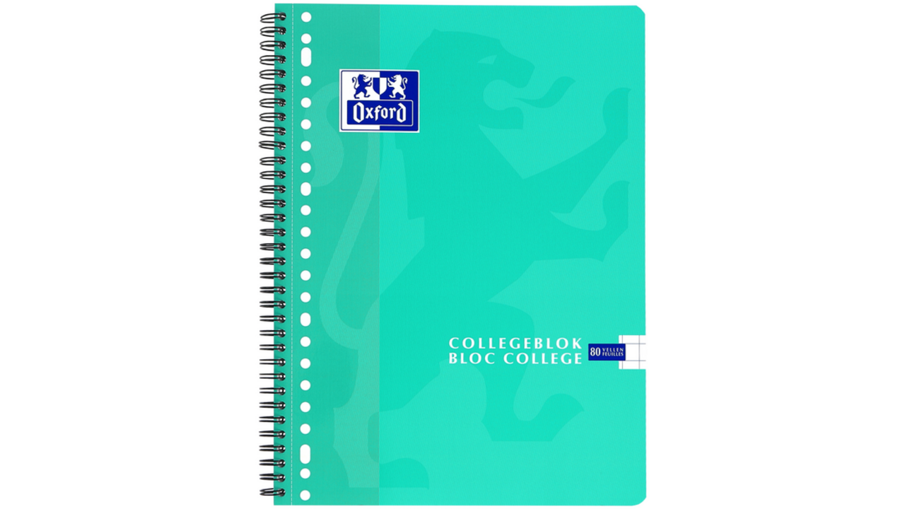 Collegeblok Oxford School A4 ruit 10x10mm 23-gaats 160 pagina's 80gr assorti