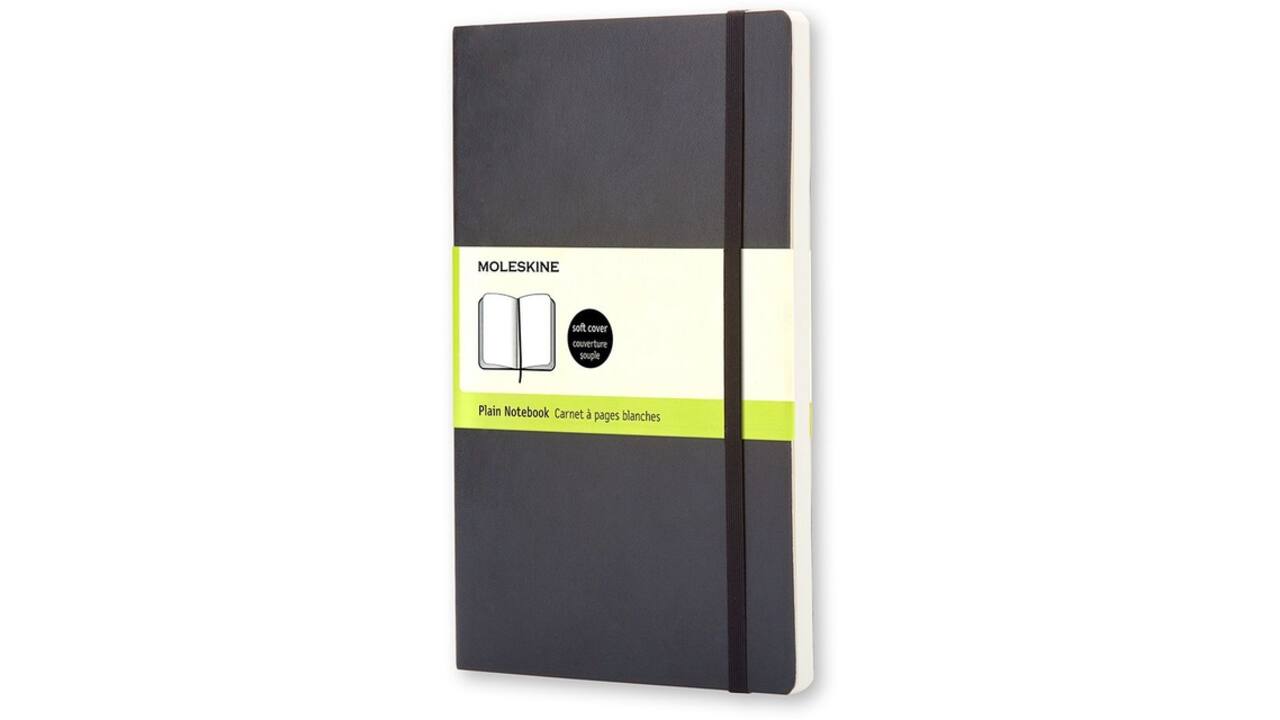 Notitieboek Moleskine large 130x210mm blanco soft cover zwart