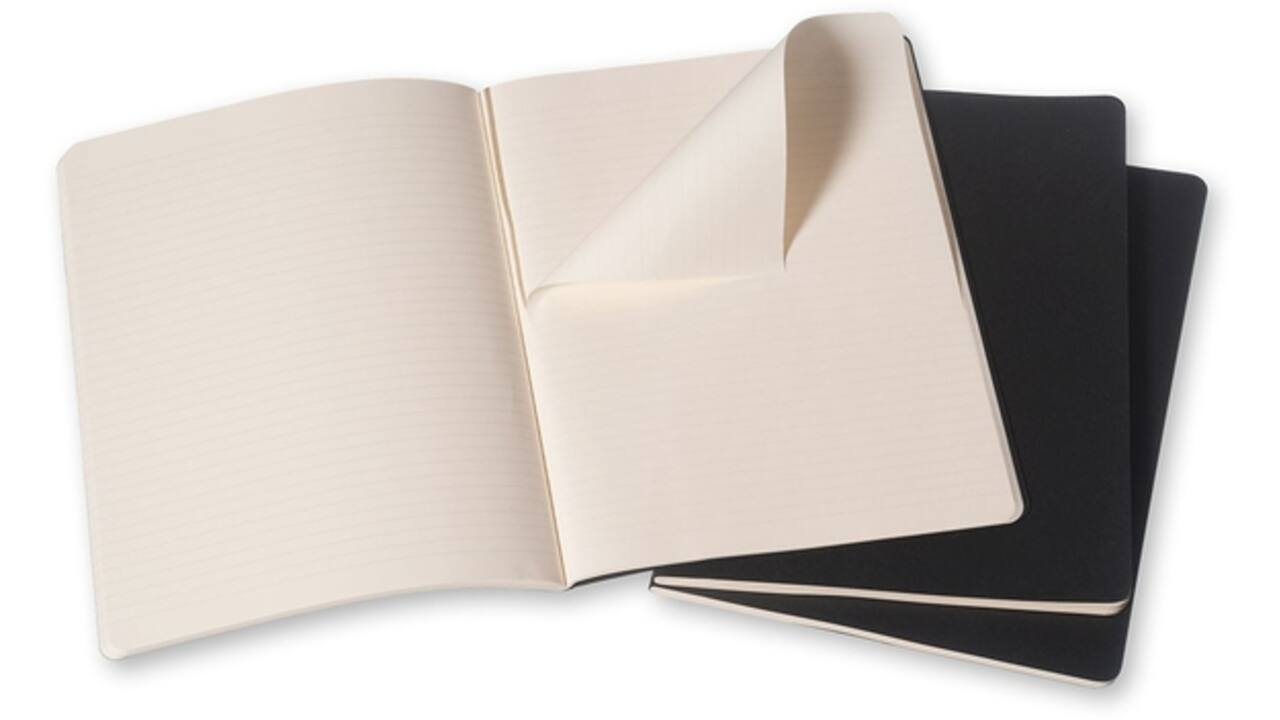 Schrift Moleskine 190x250mm lijn 240 pagina's 70gr zwart set à 3 stuks