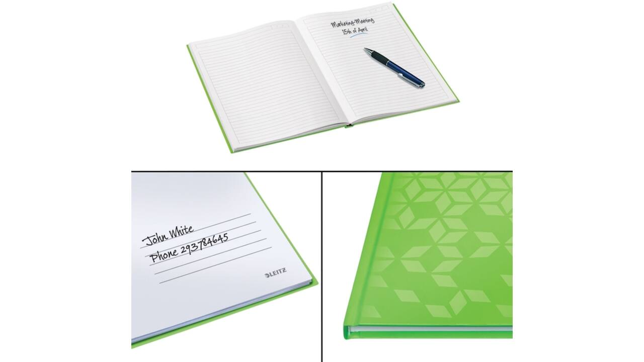 Notitieboek Leitz WOW A5 160blz 90gr lijn groen