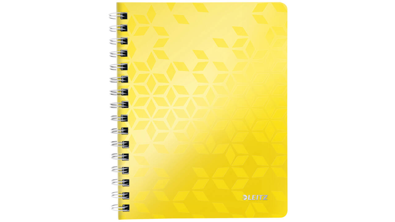 Notitieboek Leitz WOW A5 lijn spiraal PP geel