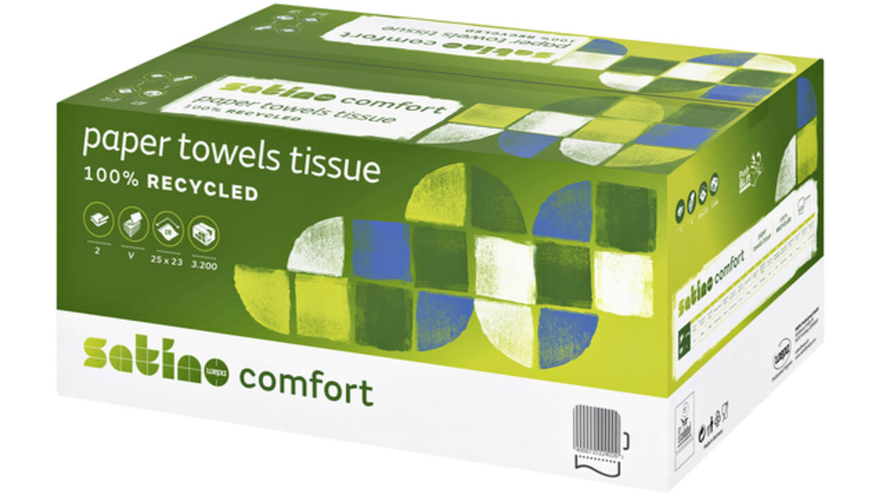 Handdoek Satino Comfort PT3 v-vouw 2-laags 25x23cm wit 277190
