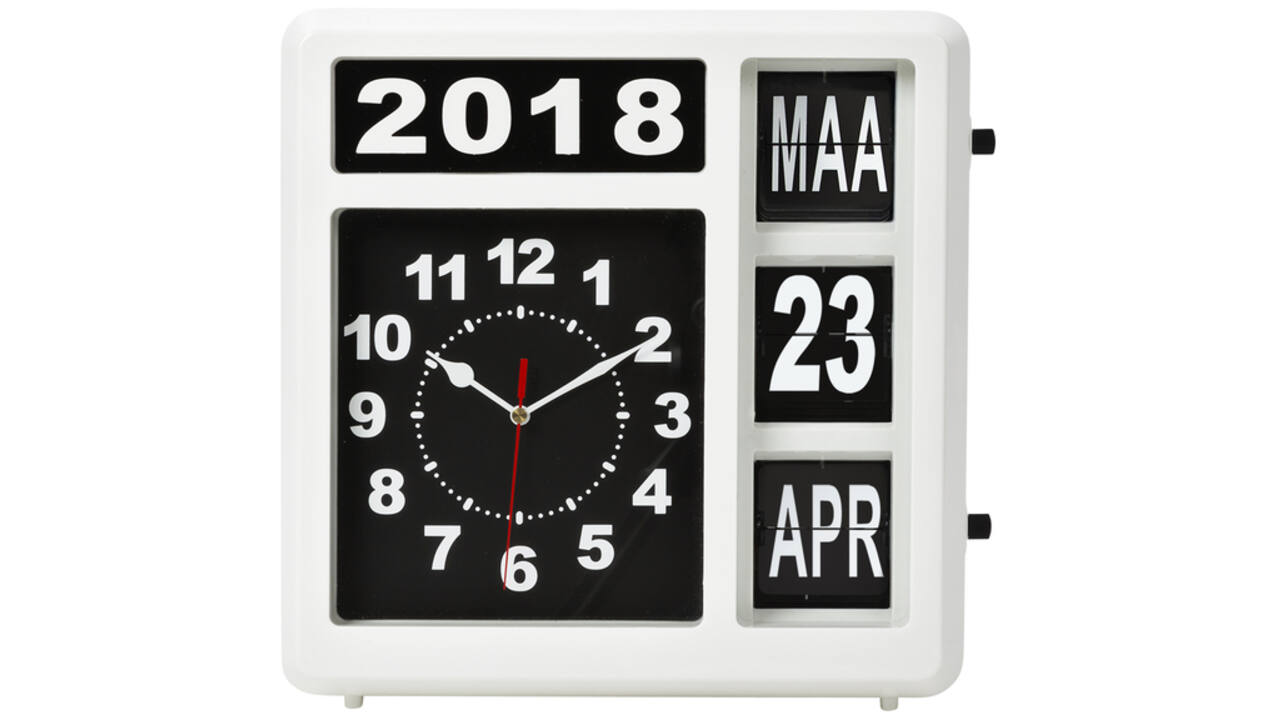 Wandklok Perel Flipover 31cm zwart/wit