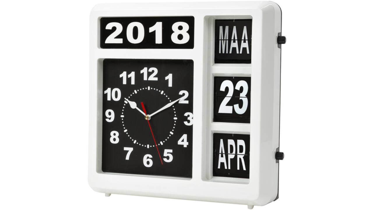 Wandklok Perel Flipover 31cm zwart/wit
