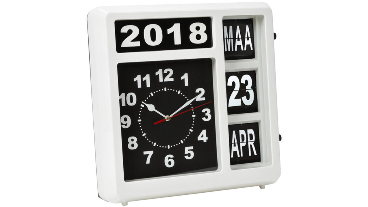 Wandklok Perel Flipover 31cm zwart/wit