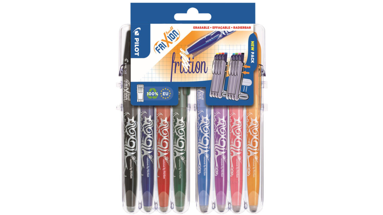 Rollerpen PILOT friXion medium assorti Set2Go à 8 stuks