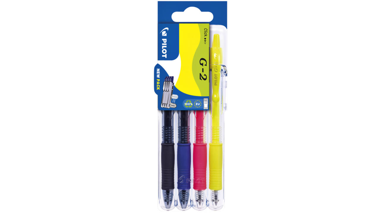 Gelschrijver Pilot clicker medium neon assorti Set2Go à 4 stuks