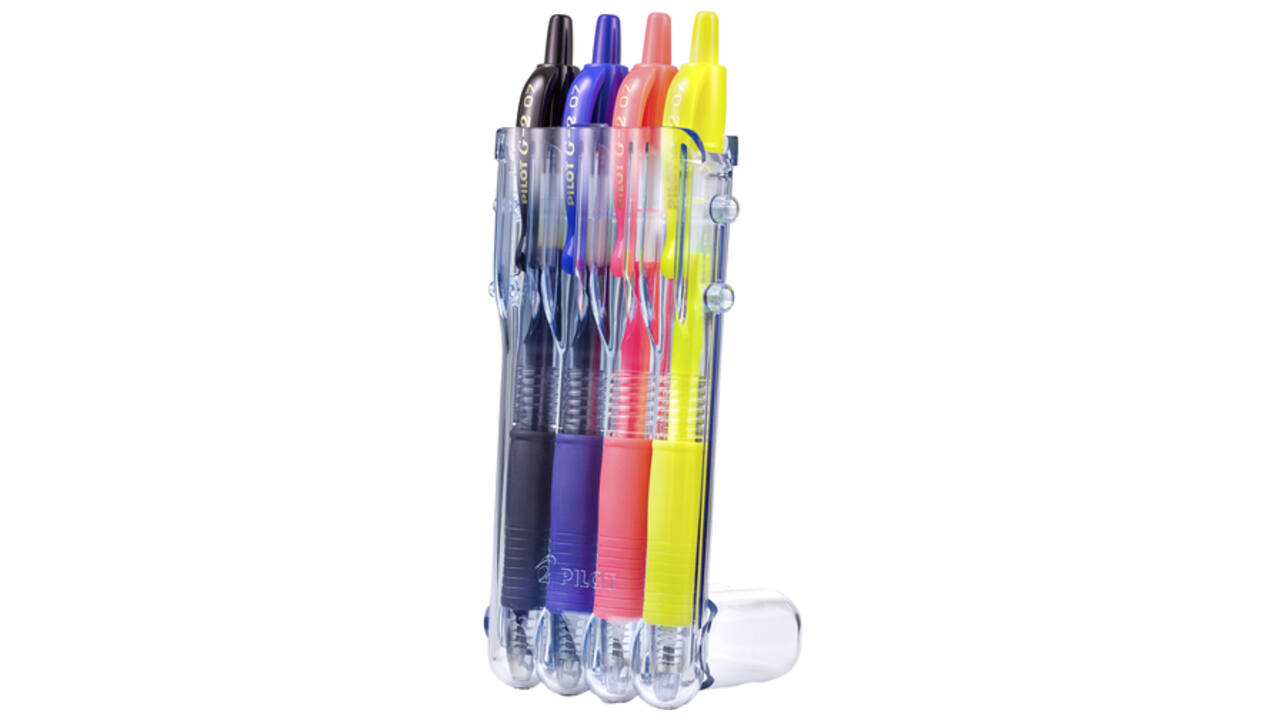 Gelschrijver Pilot clicker medium neon assorti Set2Go à 4 stuks