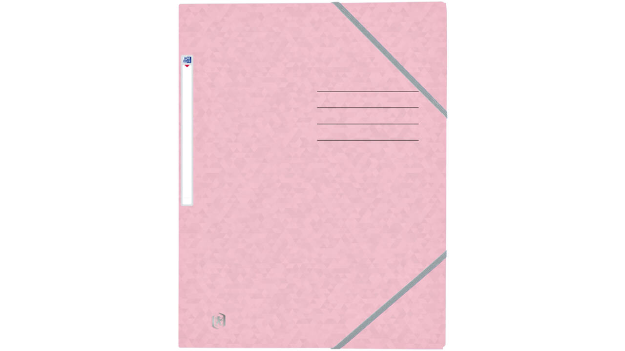 Elastomap Oxford Top File+ A4 3 kleppen 390gr pastel roze