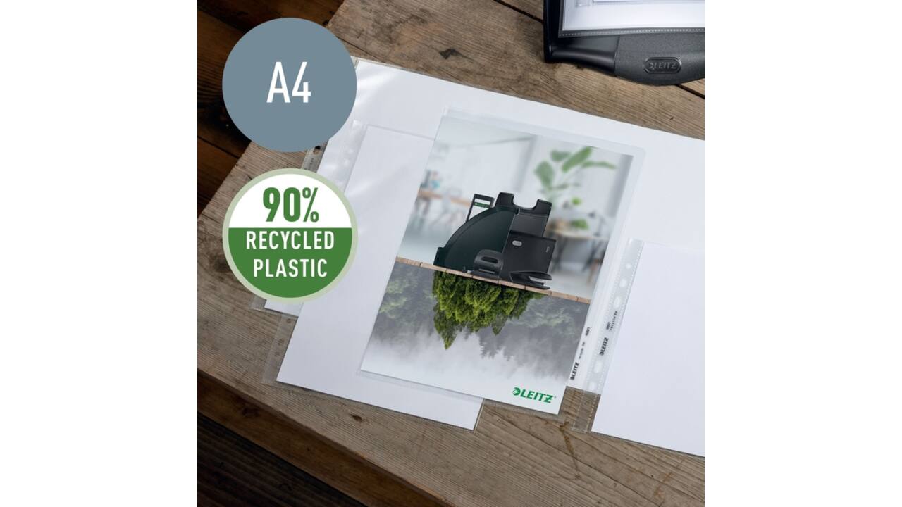 Insteekmap L-model Leitz Recycle A4 0.10mm PP transparant 25 stuks
