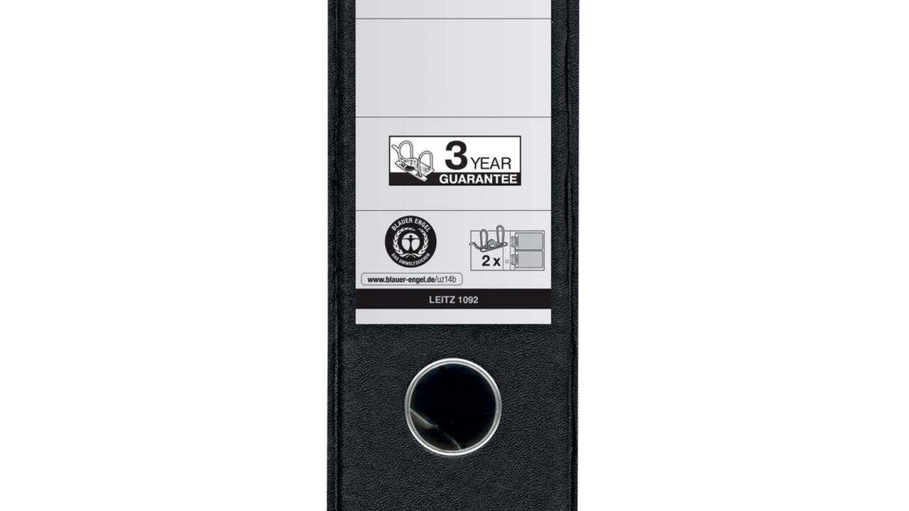 Ordner Leitz 1092 giro-bank met dubbele mechaniek 75mm karton A4 zwart