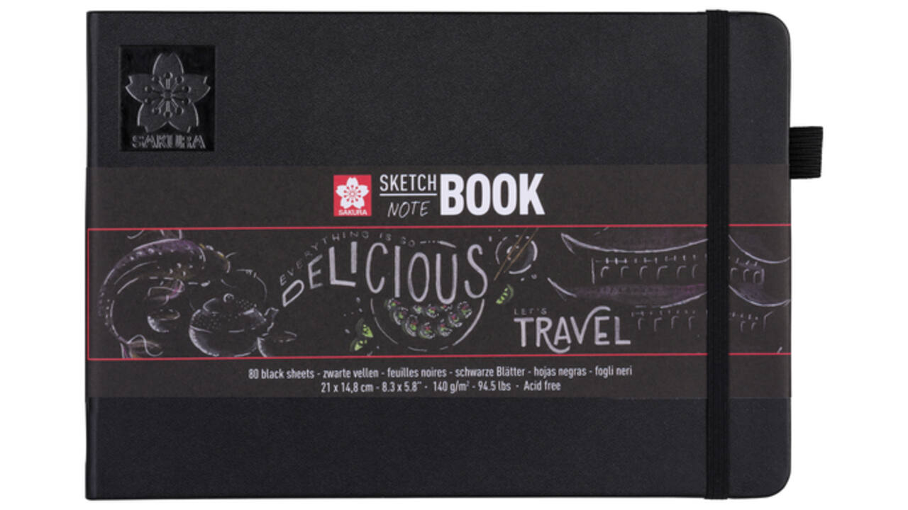 Schets-notitieboek Sakura A5 140gr 80vel zwart