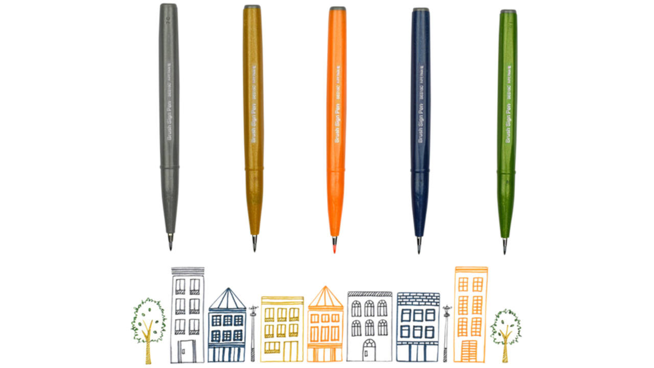 Brushpen Pentel Sign SES15C pastel assorti doos à 12 stuks