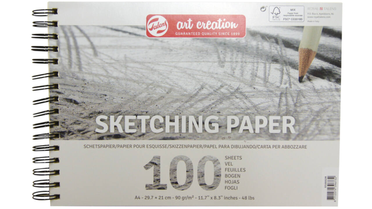 Schetspapier Talens Art Creation 100 witte vellen 90gr 297x210mm grijs