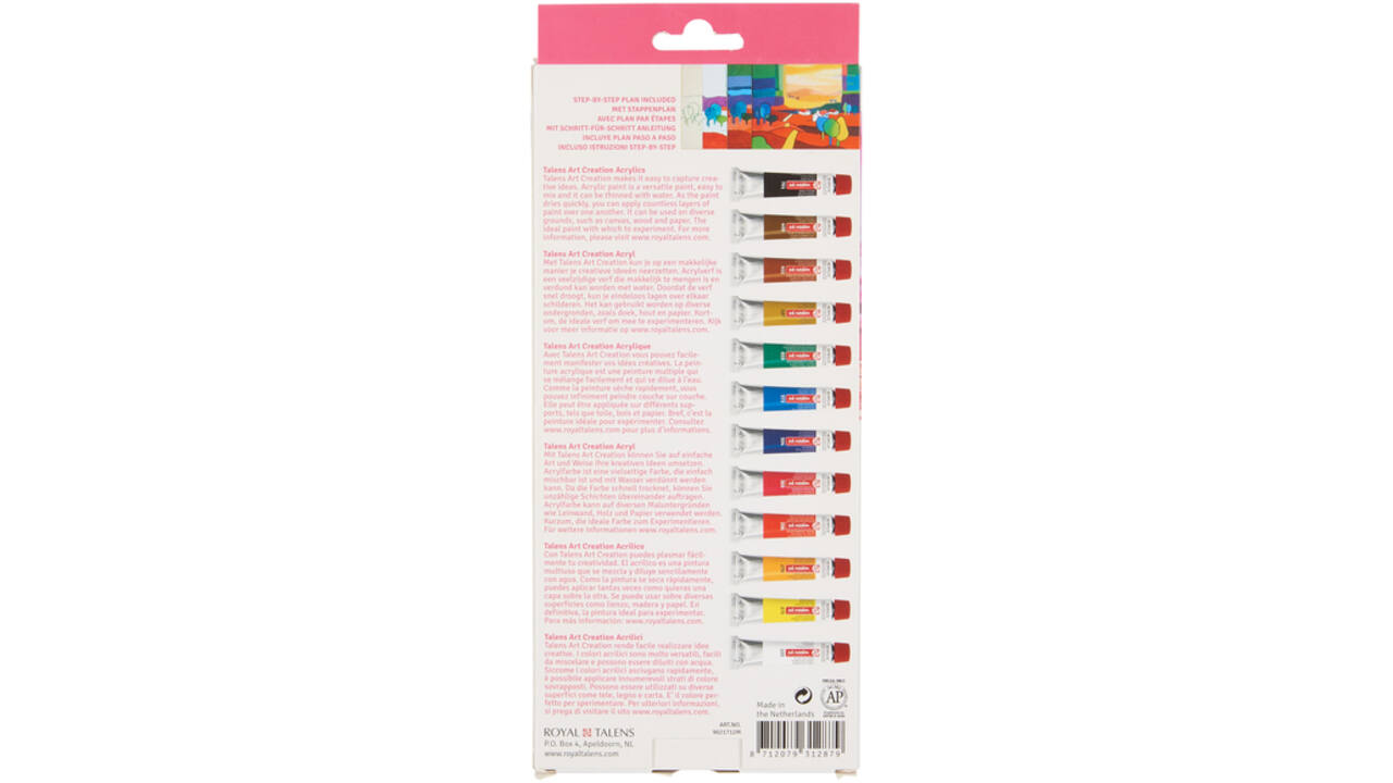 Acrylverf Talens Art Creation met stappenplan 12ml set à 12 kleuren