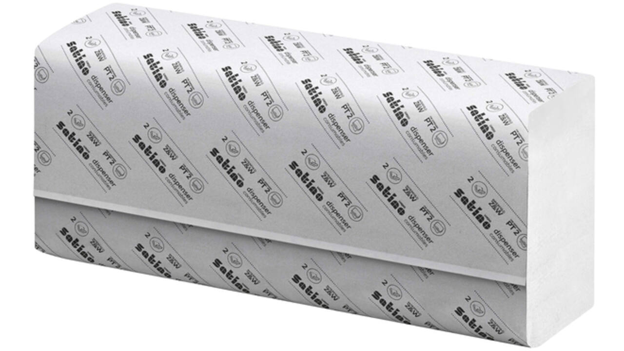 Handdoek Satino Prestige PT2 w-vouw 2-laags 20,6x32cm wit 276600
