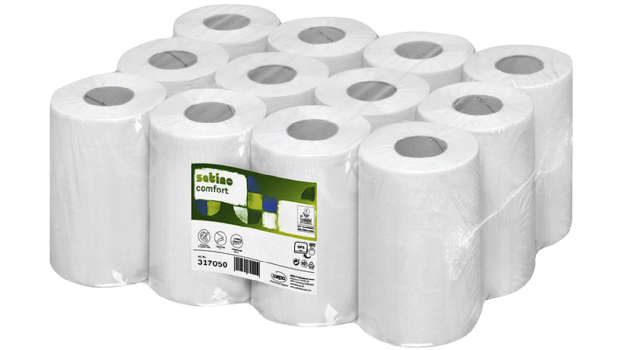 Poetspapier Satino Comfort CF1 centerfeed 1-laags 120m wit 317050