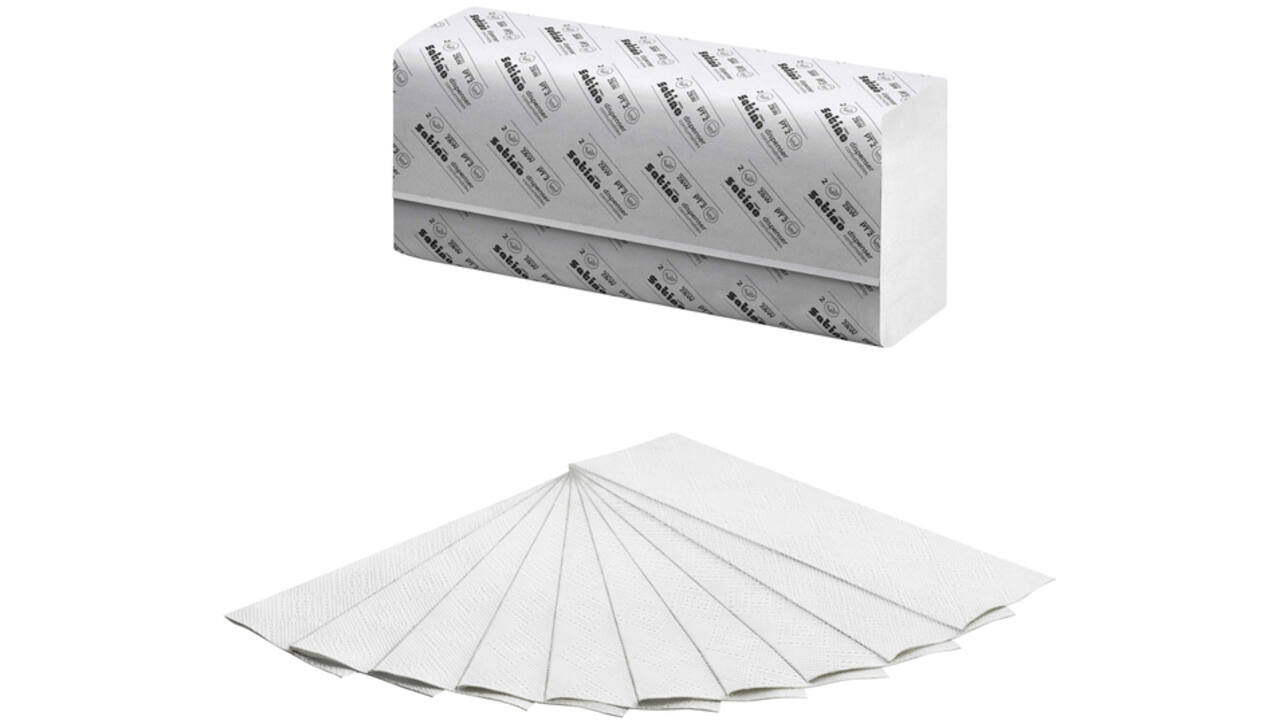 Handdoek Satino Comfort PT2 z-vouw 2-laags 20,6x24cm wit 277330