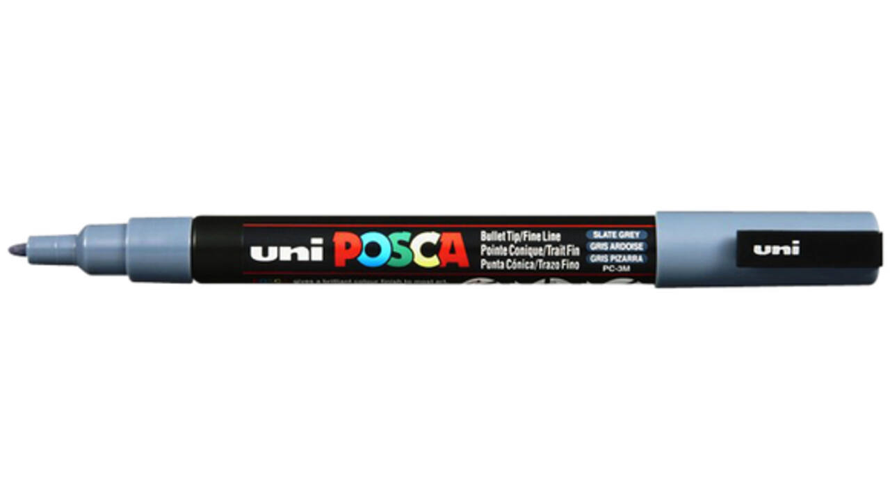 Verfstift Posca PC3M fijn leisteengrijs