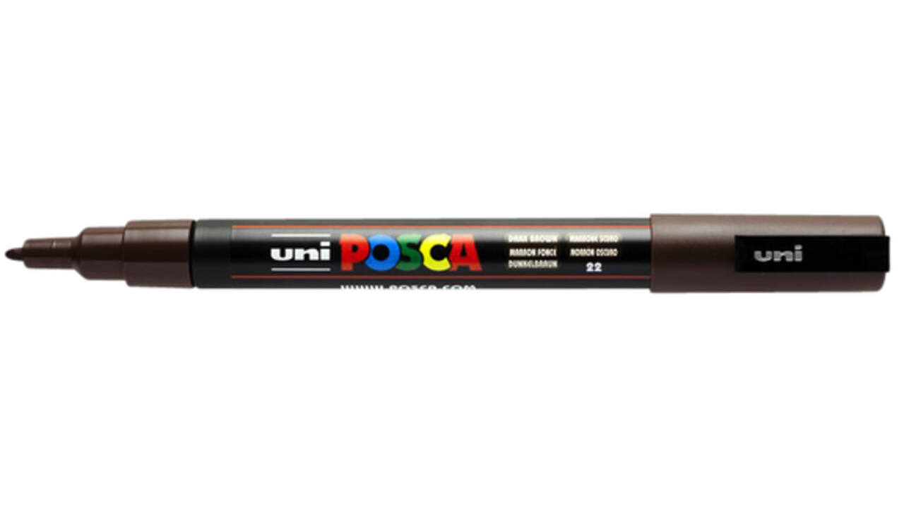 Verfstift Posca PC3M fijn donkerbruin