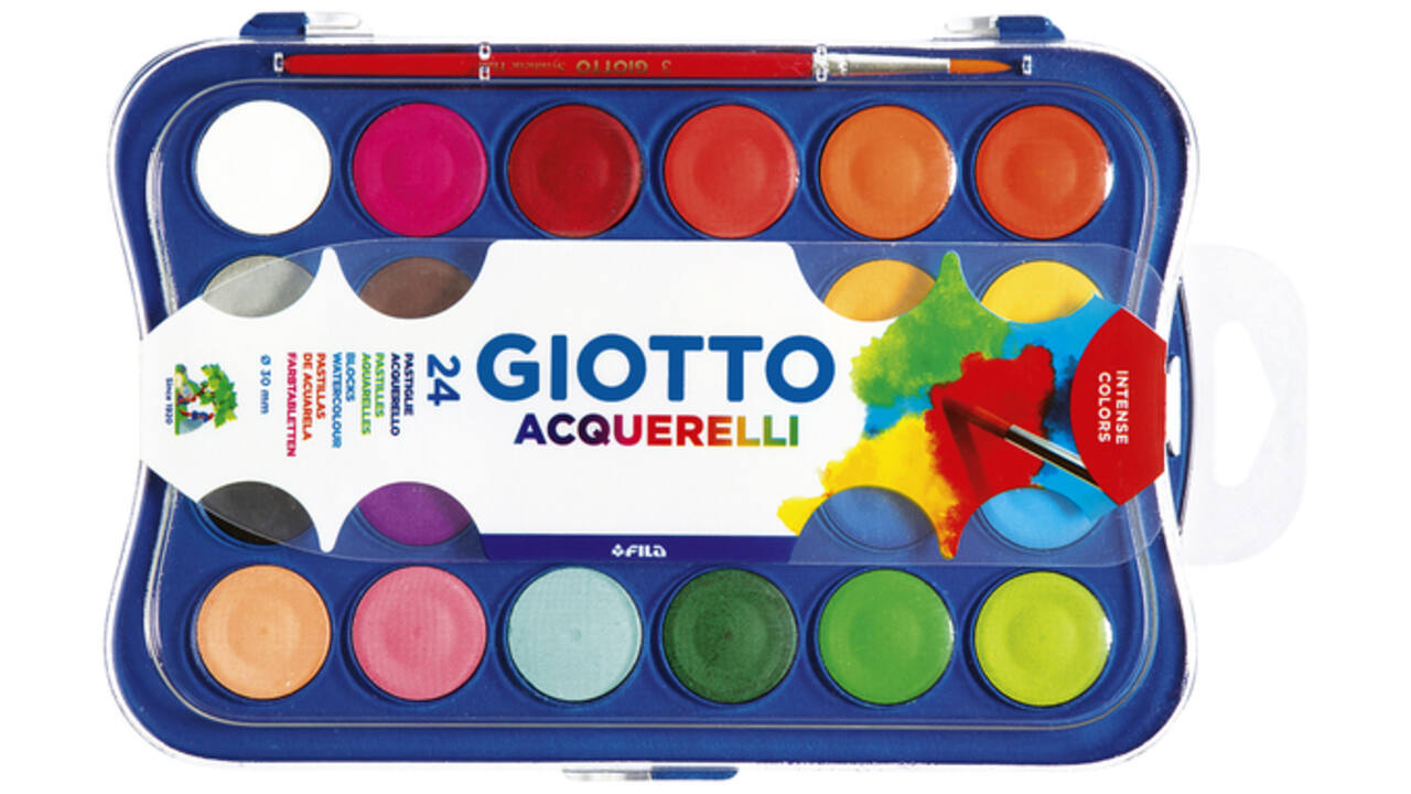 Gouache Giotto 30mm doos à 24 kleuren met penseel