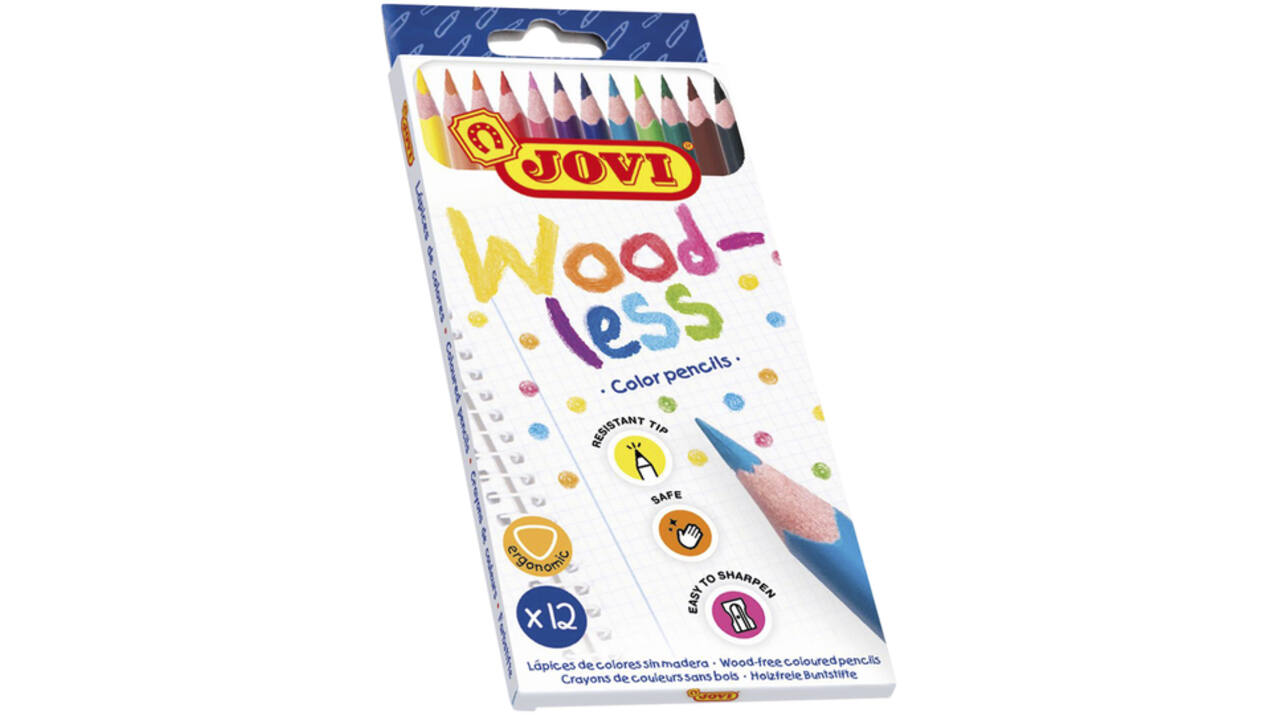 Kleurpotloden Jovi houtvrij assorti etui à 12 stuks