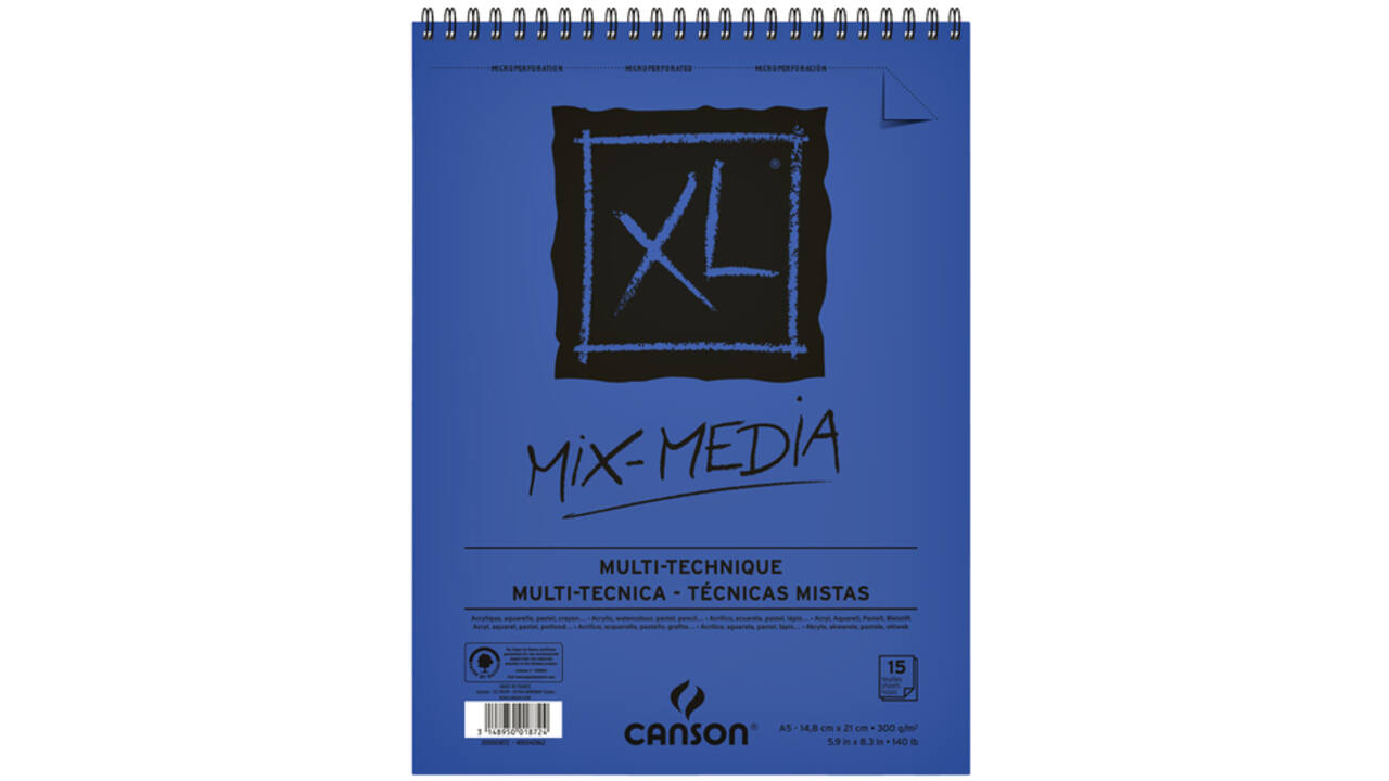 Aquarelblok Canson XL A5 15V 300gr spiraal