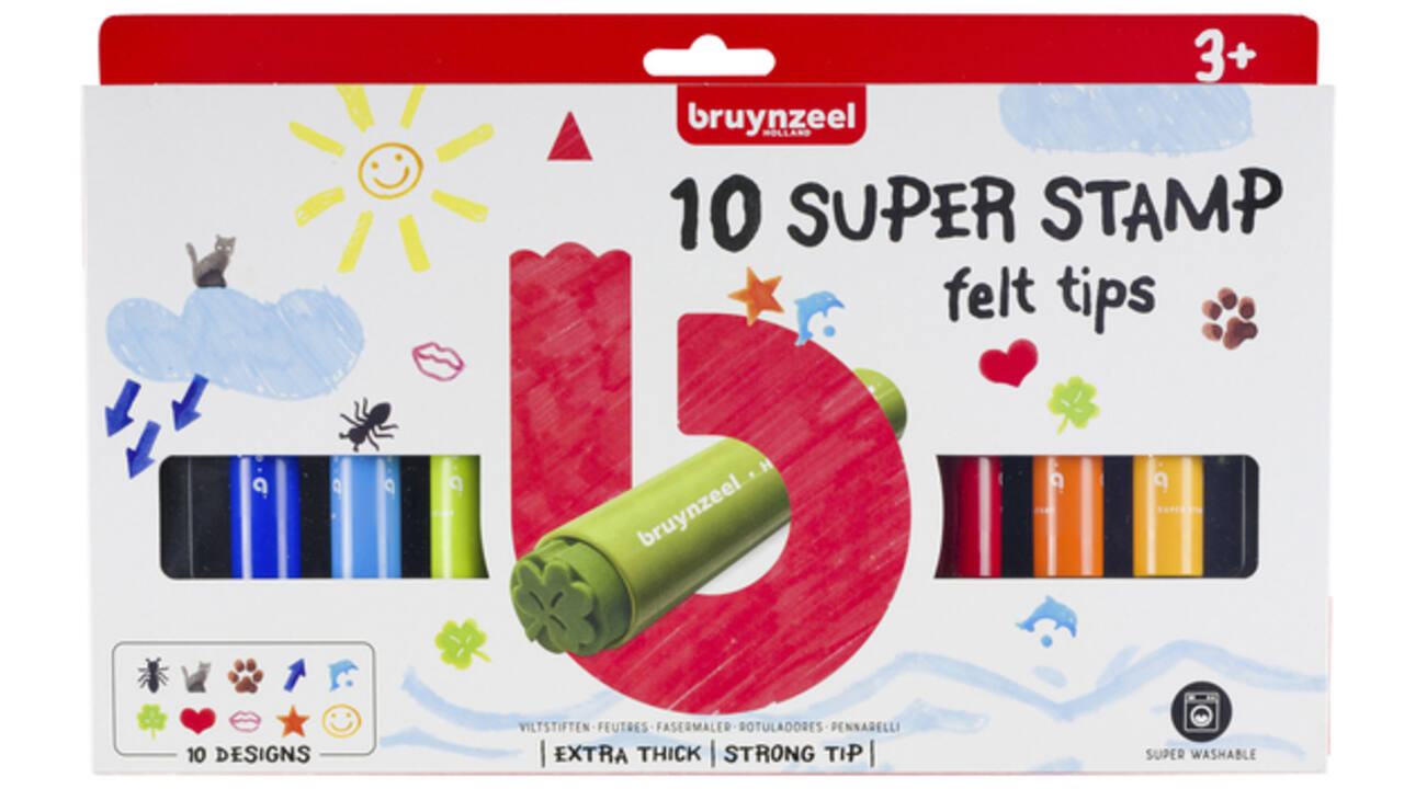 Stempelstift Bruynzeel Kids super set à 10 stuks assorti