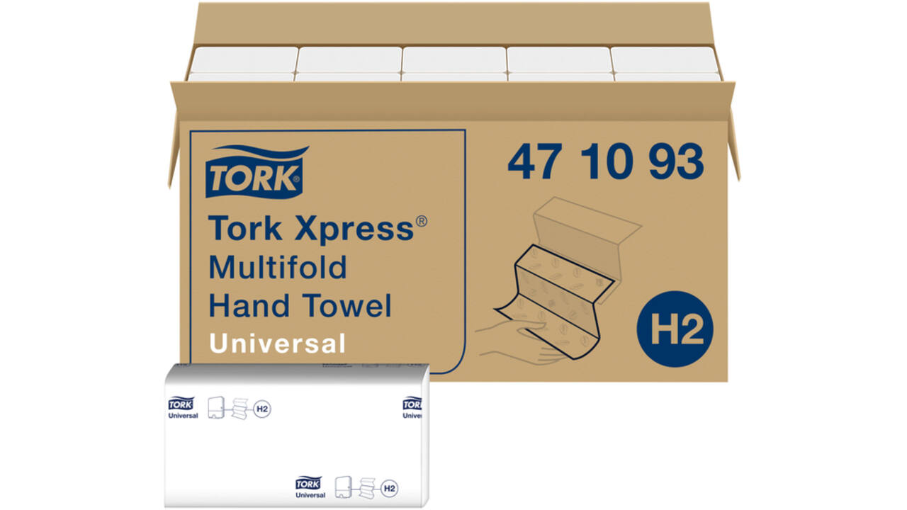 Handdoek Tork Xpress H2 multifold universal vouwhanddoeken 1 laags wit 471093