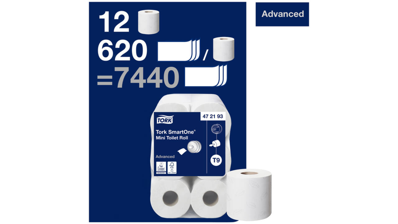 Toiletpapier Tork T9 Advanced SmartOne 2-laags 112m wit 472193