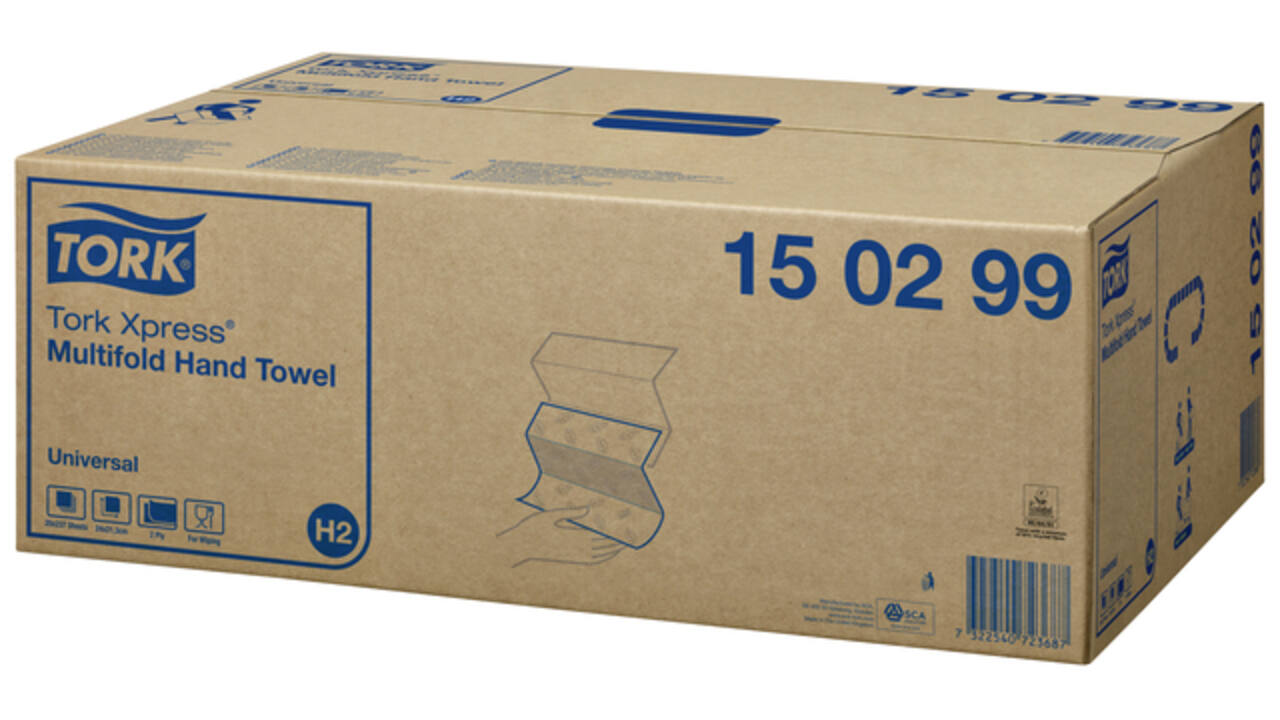 Handdoek Tork Xpress Basis H2 multifold universal 2-laags wit 150299