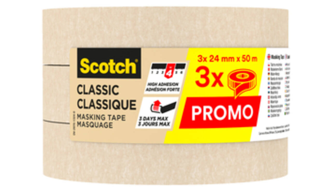 Afplaktape Scotch Classic 24mmx50m beige 3 rollen