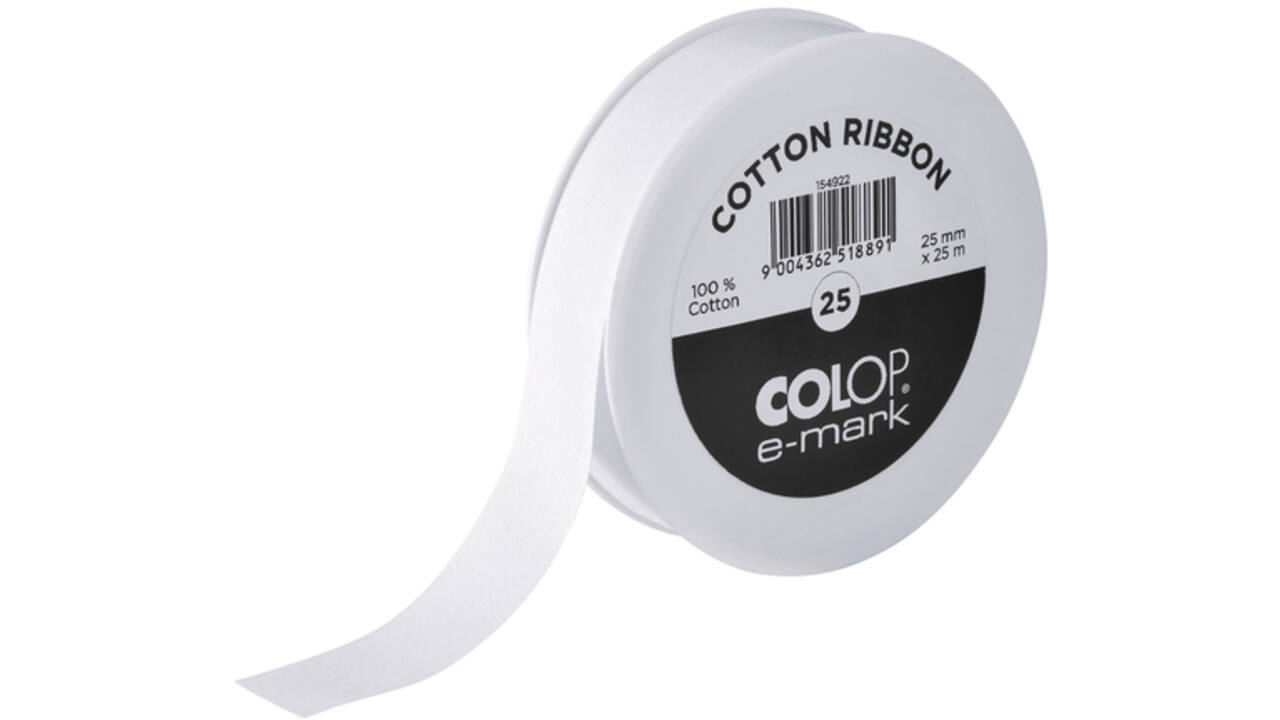 Lint Colop E-Mark 25mmx25m wit