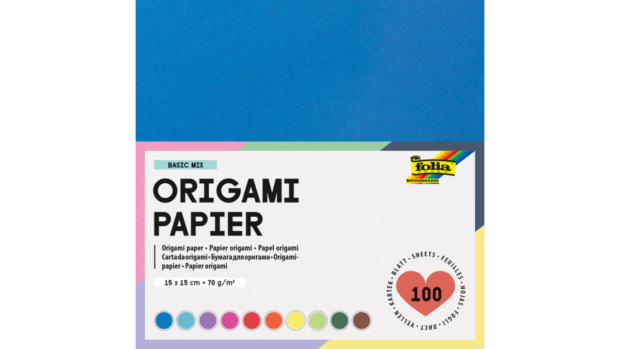 Origami papier Folia 70gr 15x15cm 100 vel assorti kleuren