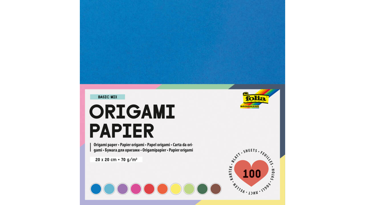 Origami papier Folia 70gr 20x20cm 100 vel assorti kleuren