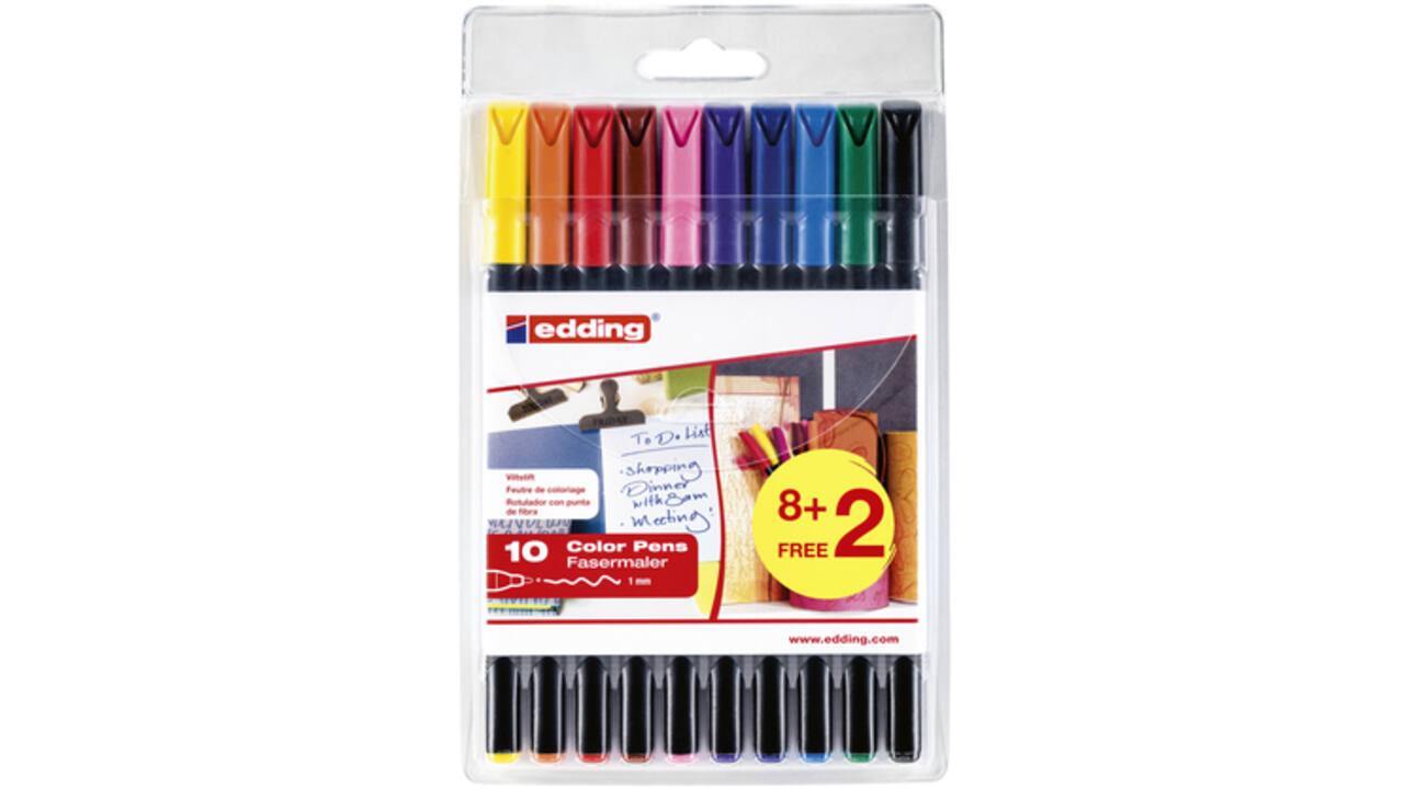 Fineliner edding 1200 fijn assorti set à 8+2 gratis