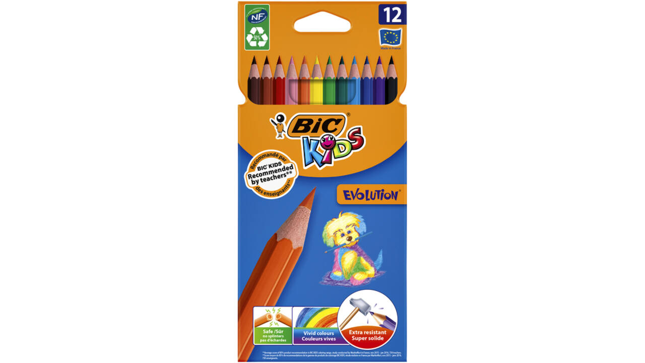 Kleurpotloden BicKids Evolution assorti etui à 12 stuks
