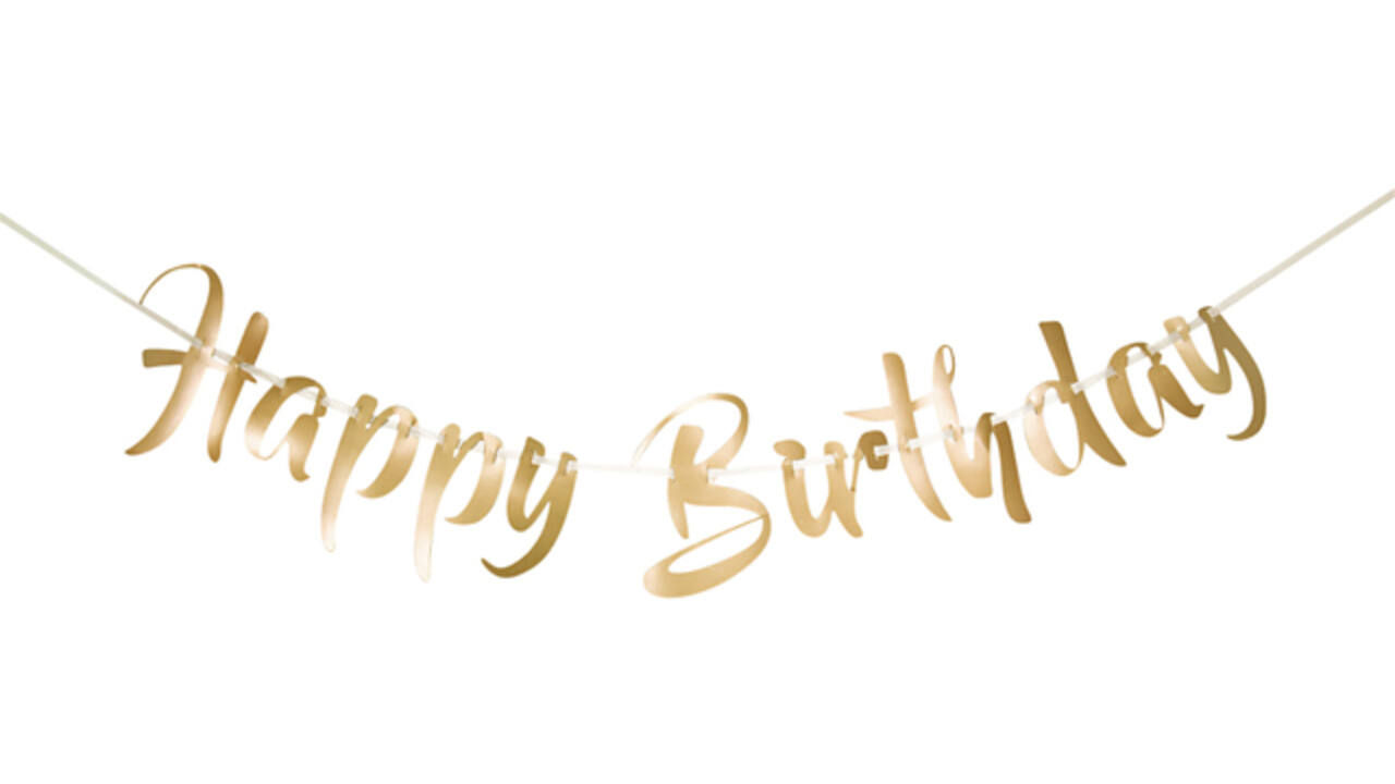 Letterslinger Happy Birthday goud