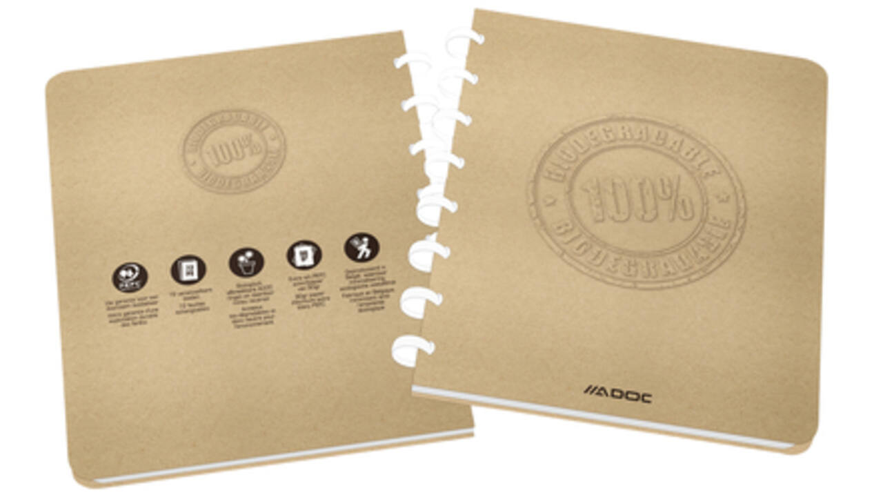 Schrift Adoc BIO A5 ruit 4x8mm 144 pagina's 90gr kraft