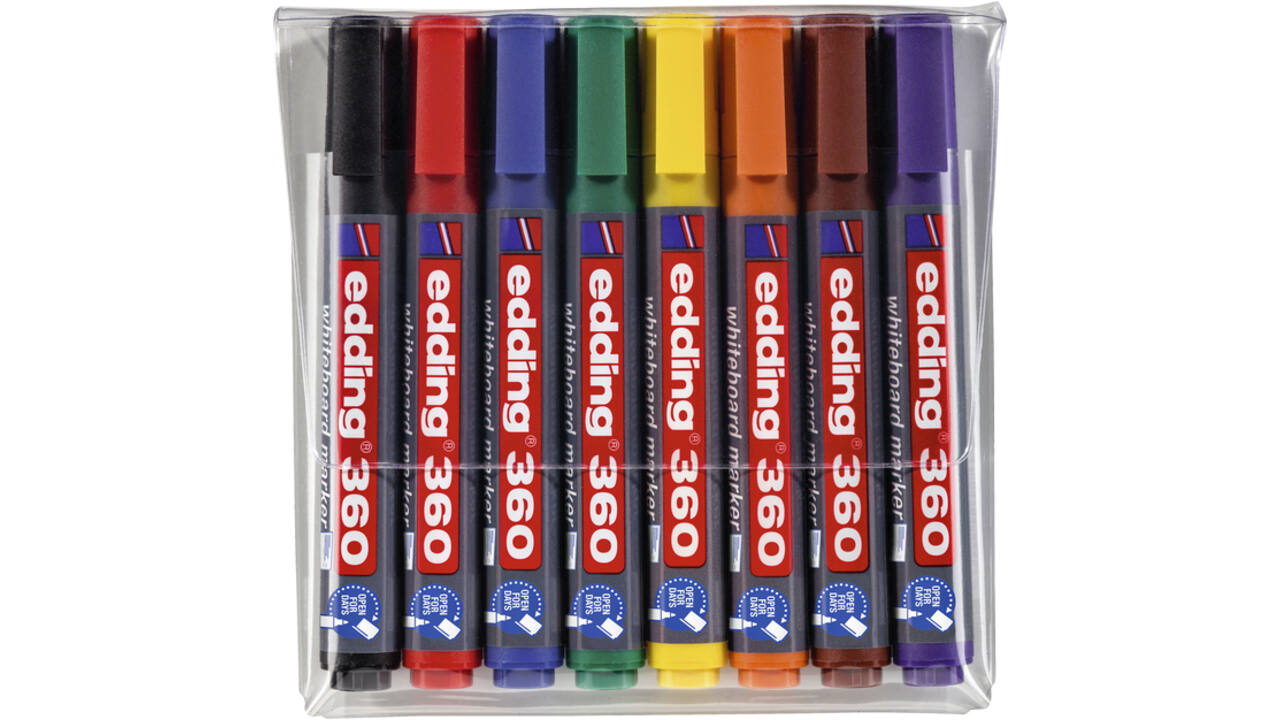 Viltstift edding 360 whiteboard rond 1.5-3mm assorti set à 8 stuks
