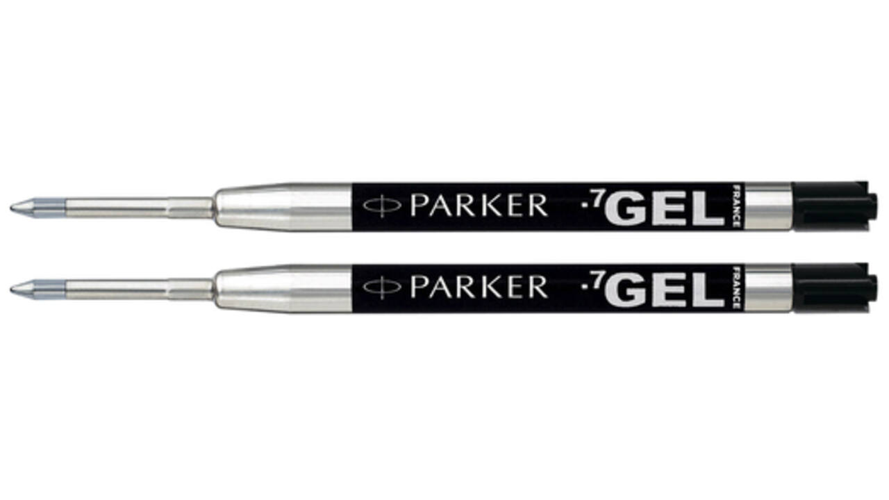 Gelschrijvervulling Parker Quink medium zwart blister à 2 stuks