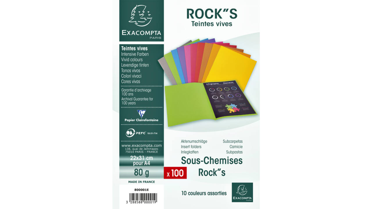 Vouwmap Exacompta ROCK'S A4 80g assorti